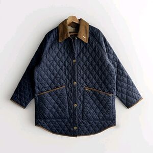 Barbour Liddesdale 30th Anniversary Quilted Jacket Navy Brown Trim Men Size 8 XL